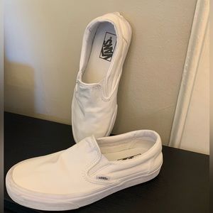 White Slip on Vans 7.5 Mens/9 Womens